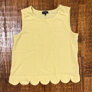 The Limited Yellow Scallop Hem Sleeveless Blouse Size Small Spring Top